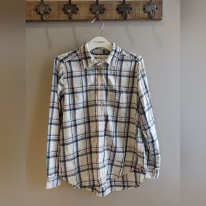 American Eagle Outfitters Boyfriend Fit Flannel In Pink/Blue/White Size Medium